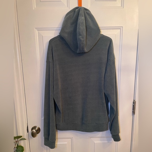 Negative Space Unisex Long Sleeve Ribbed Pull-Over Hoodie, Size Medium Green - Picture 5 of 7